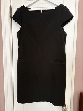 Eliza J Black Cap-Sleeve Midi Sheath Dress